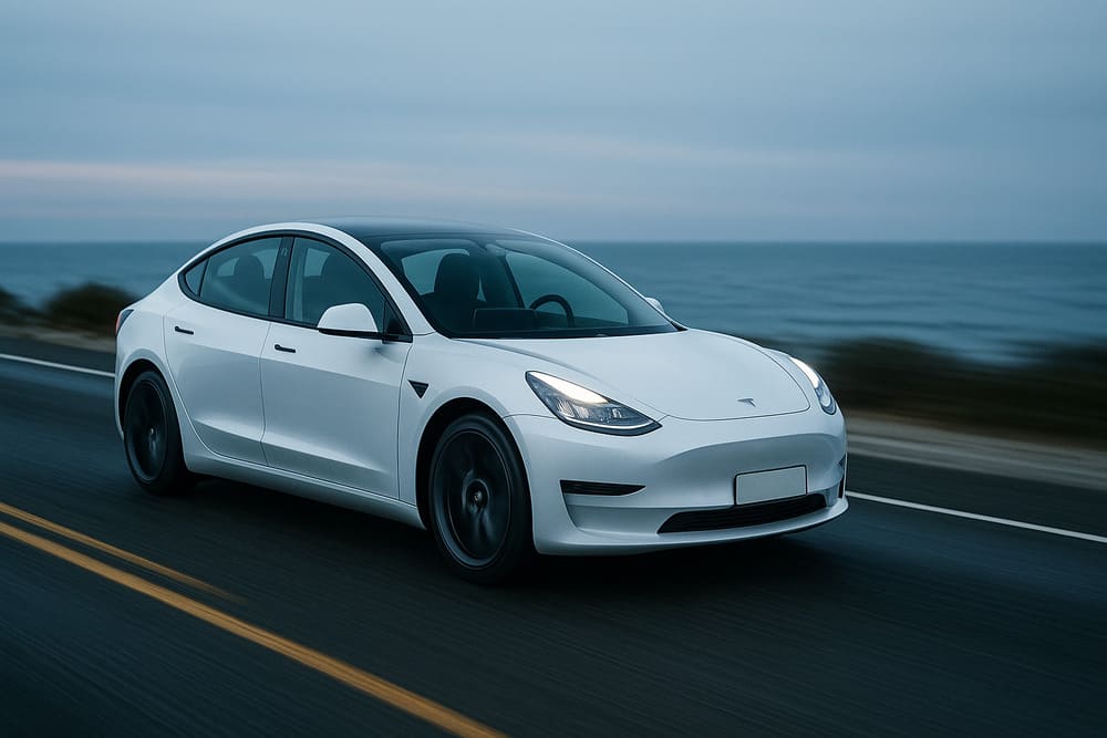 海沿いを走るモデル3